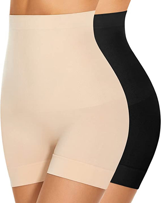 Womens Seamless Shaping Boyshorts Panties, Slip Shorts Under Dresses High Waisted Shapewear for Women Tummy Control Underwear